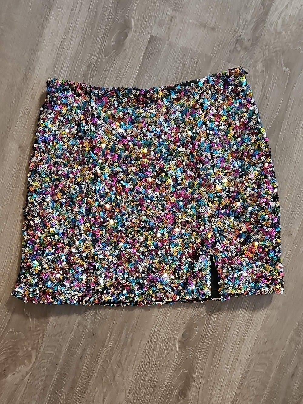 Black Multicolor Sequin Mini Skirt